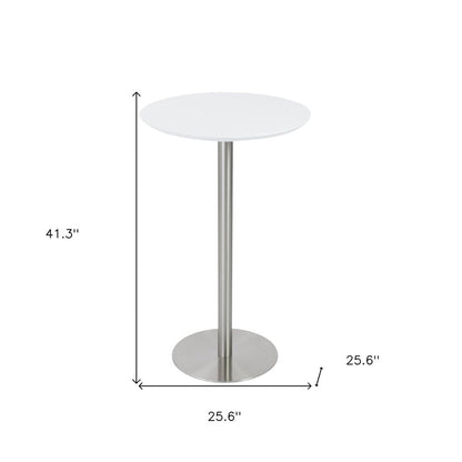 26" White and Silver Rounded Steel Bar Table HomeRoots