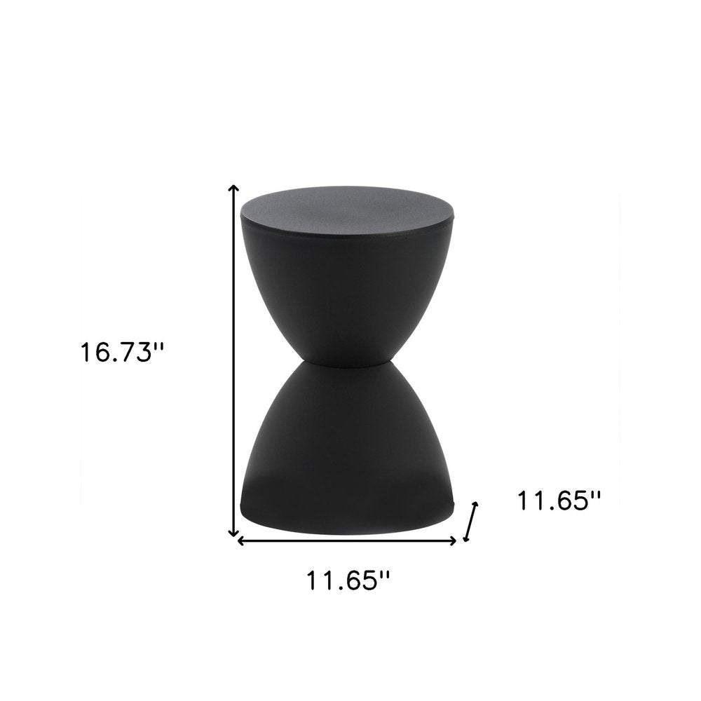 17" Black Heavy Duty Plastic Hourglass Outdoor Side Table HomeRoots