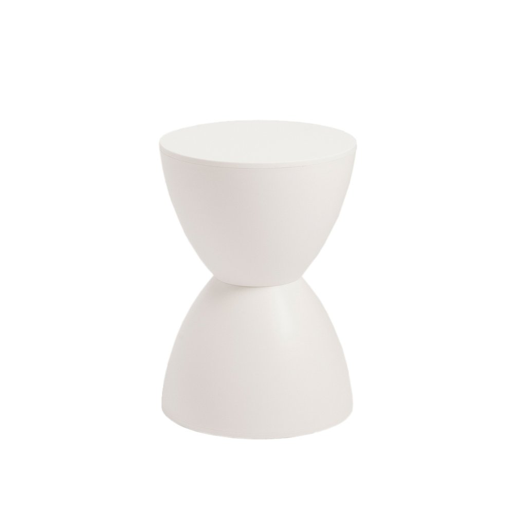 12" White Heavy Duty Plastic Hourglass Indoor Outdoor Side Table HomeRoots