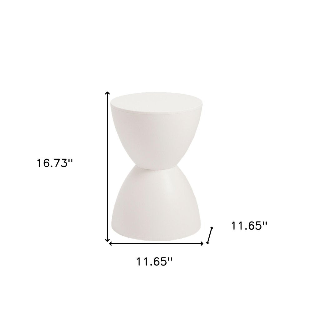 12" White Heavy Duty Plastic Hourglass Indoor Outdoor Side Table HomeRoots