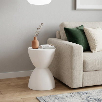 12" White Heavy Duty Plastic Hourglass Indoor Outdoor Side Table HomeRoots