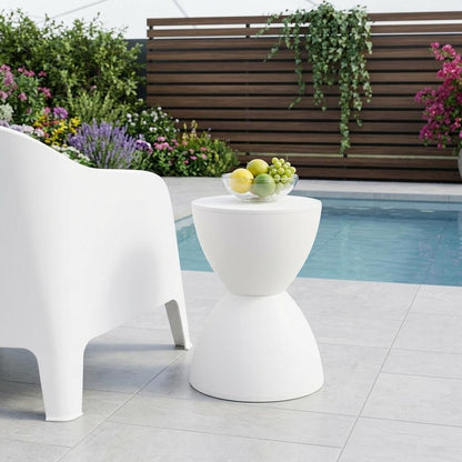 12" White Heavy Duty Plastic Hourglass Indoor Outdoor Side Table HomeRoots