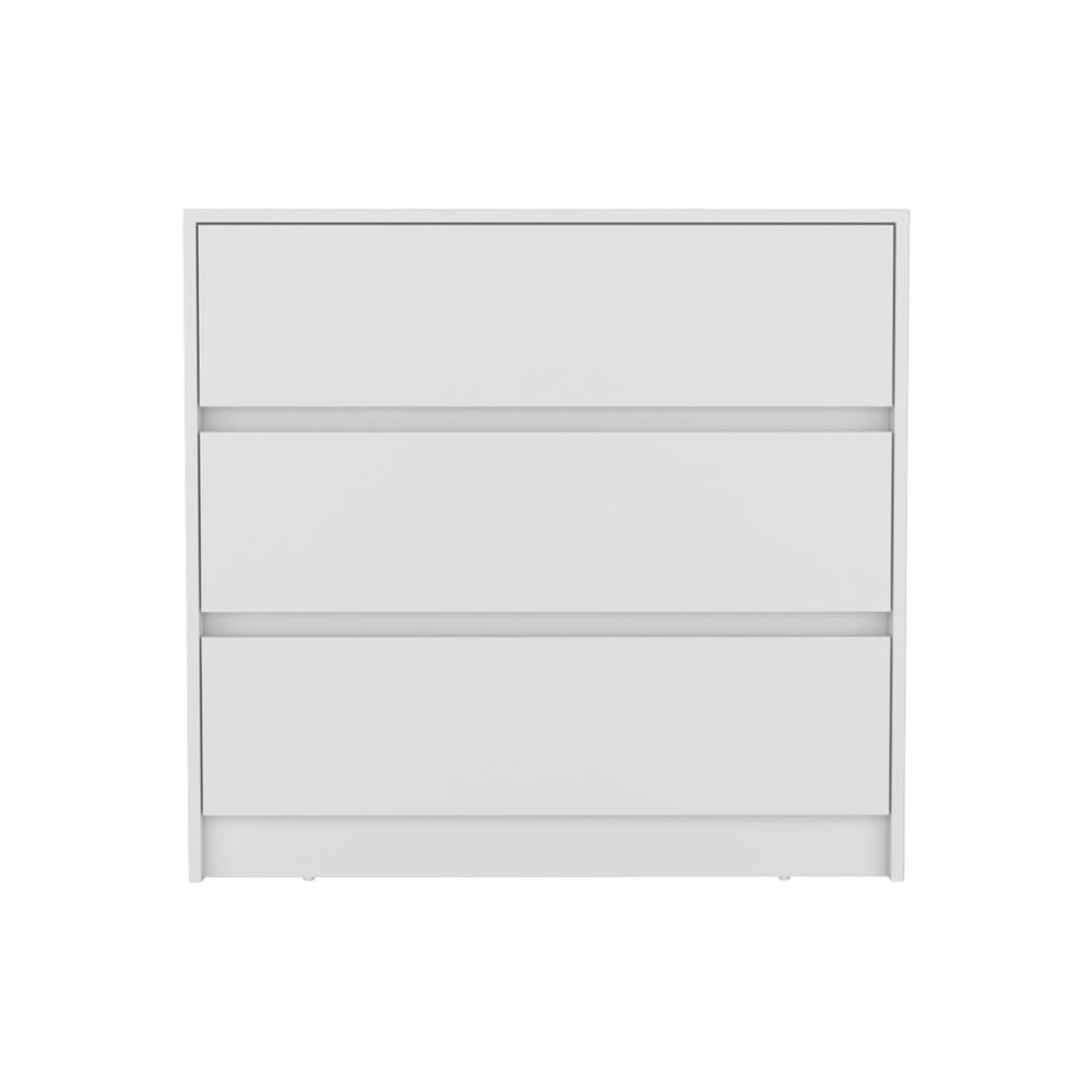33" White Wood Three Drawer Dresser