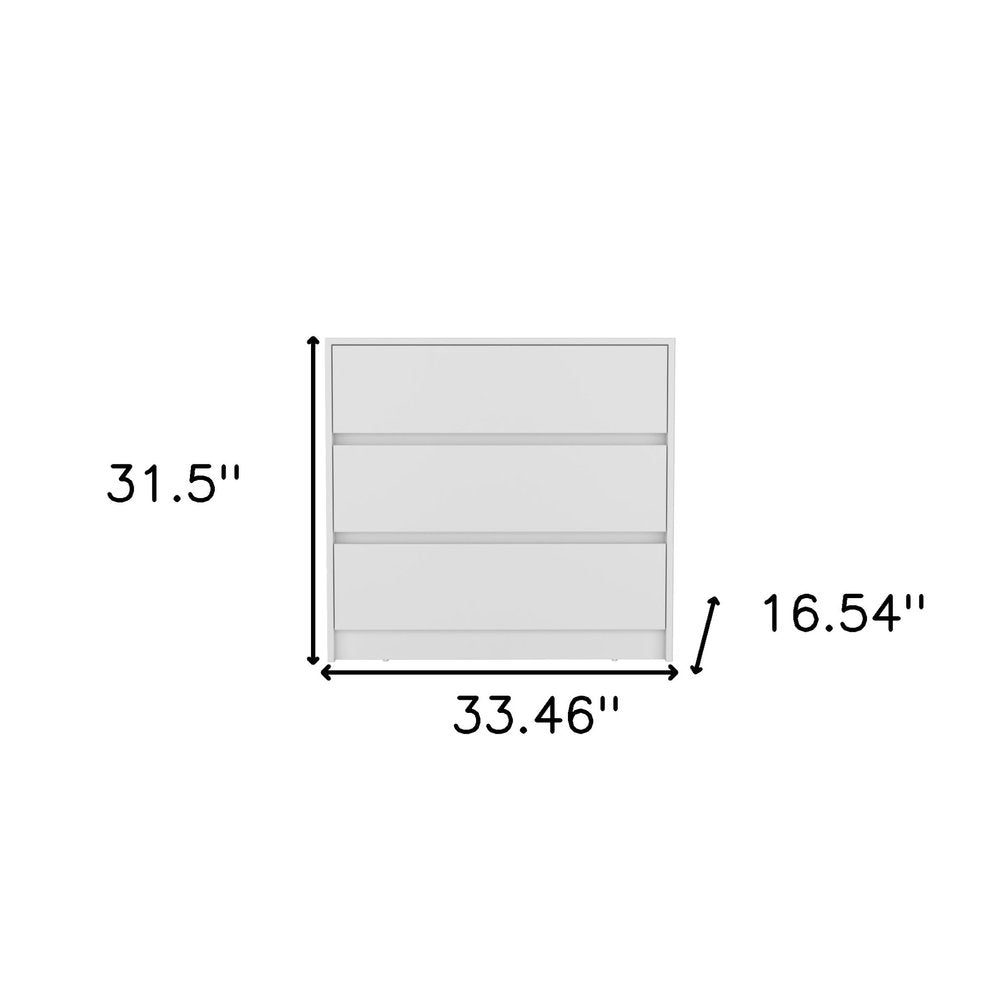 33" White Three Drawer Dresser HomeRoots