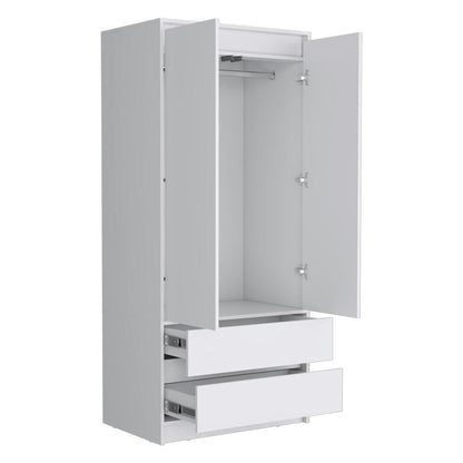 71" White Wood Two Door Two Drawer Combo Dresser HomeRoots