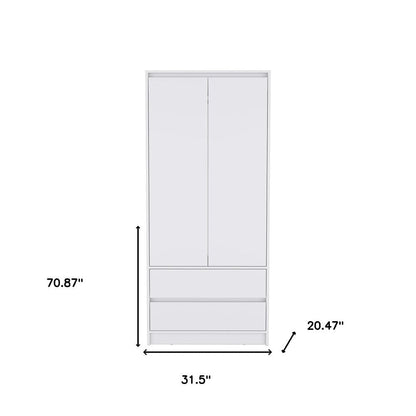 71" White Wood Two Door Two Drawer Combo Dresser HomeRoots