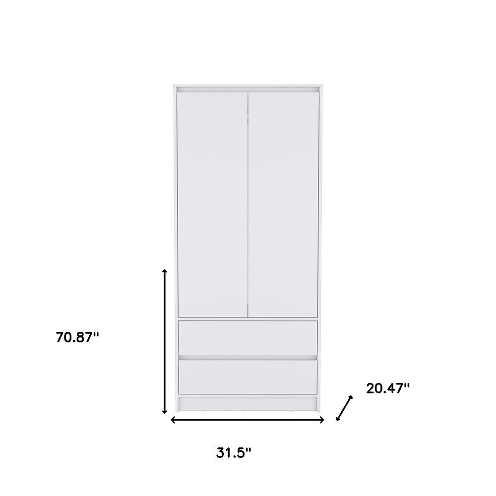 71" White Wood Two Door Two Drawer Combo Dresser HomeRoots