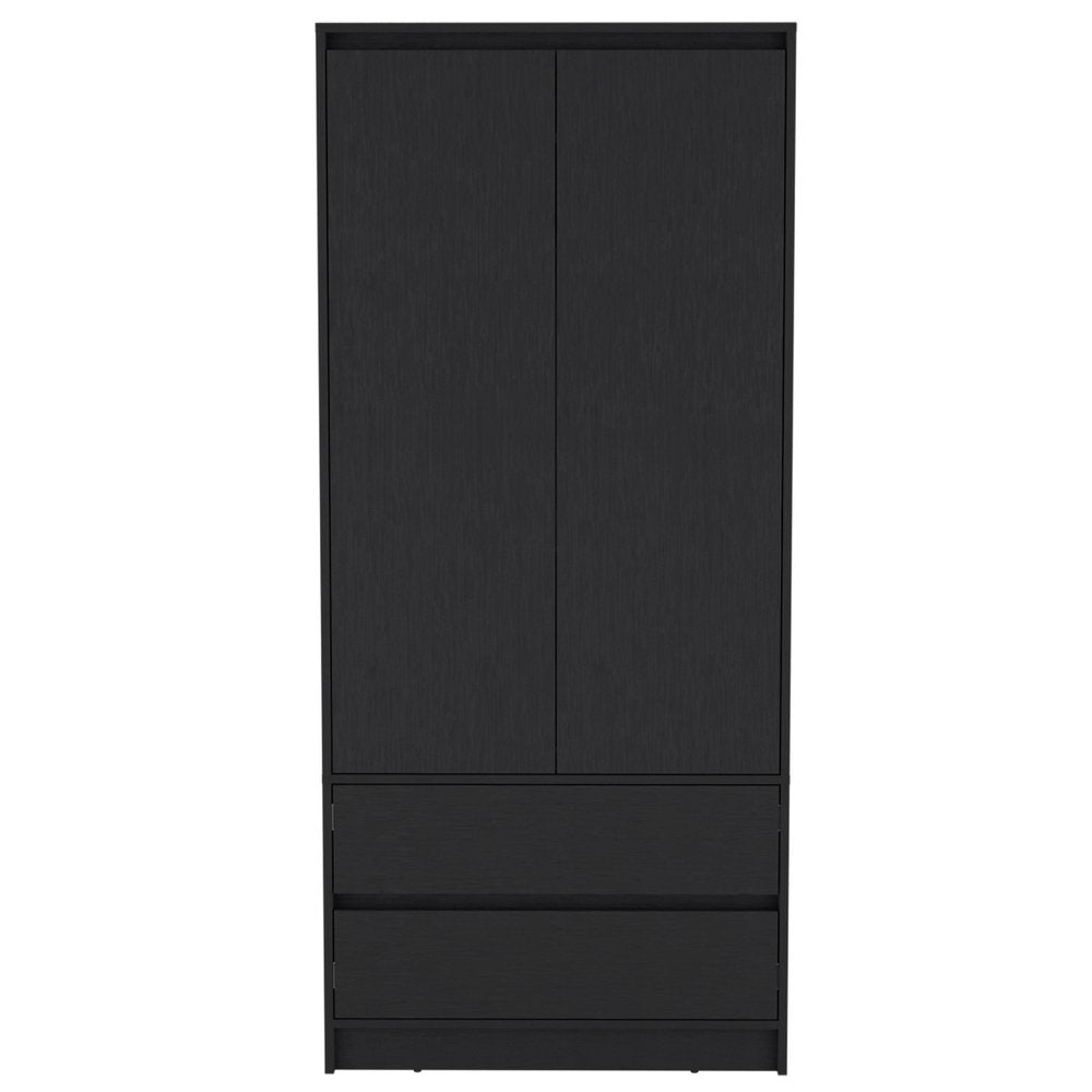 71" Black Wood Two Drawer Combo Dresser HomeRoots