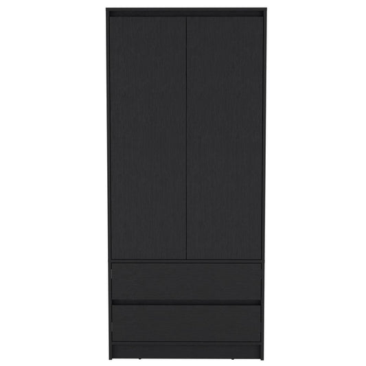 71" Black Wood Two Drawer Combo Dresser HomeRoots