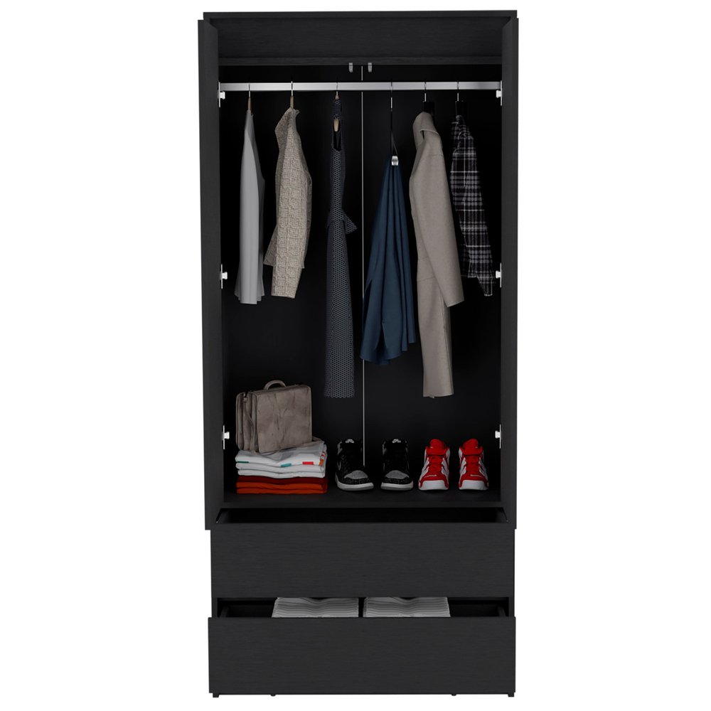 71" Black Wood Two Drawer Combo Dresser HomeRoots