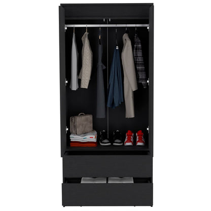 71" Black Wood Two Drawer Combo Dresser HomeRoots