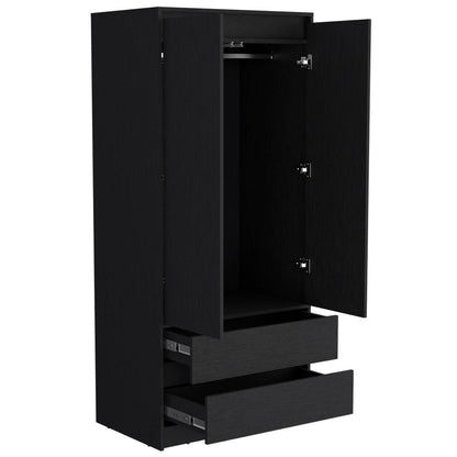 71" Black Wood Two Drawer Combo Dresser HomeRoots