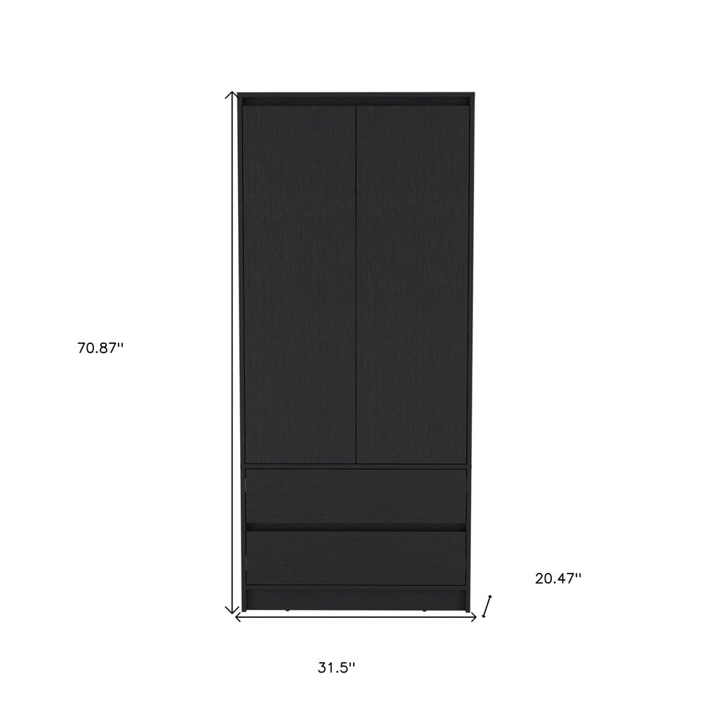 71" Black Wood Two Drawer Combo Dresser HomeRoots