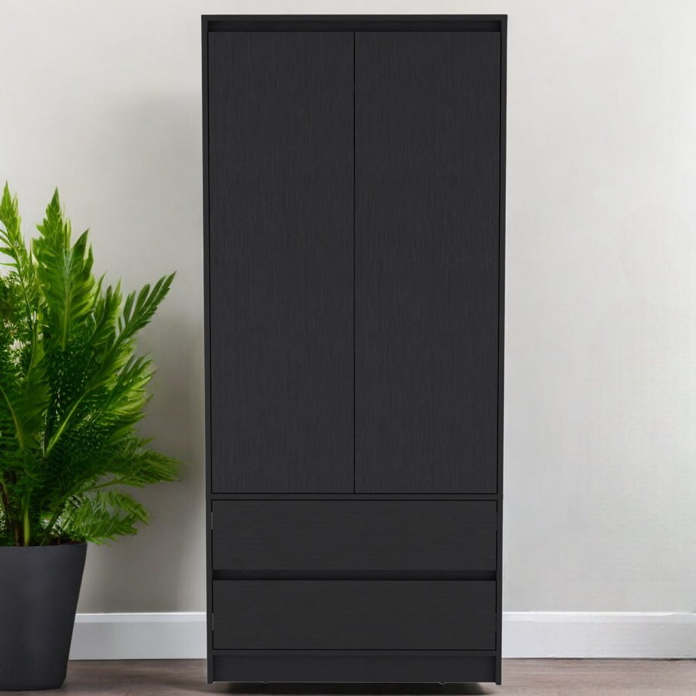 32" Black Two Drawer Combo Dresser HomeRoots