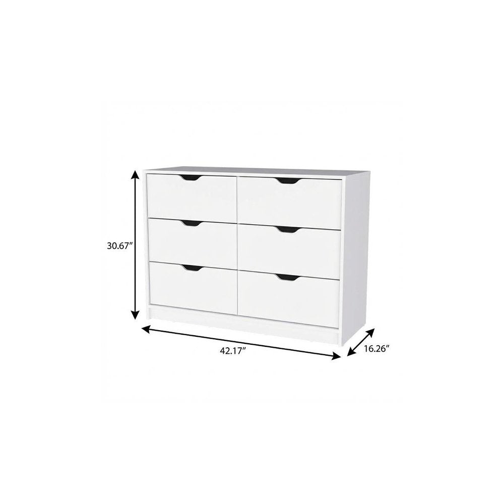 42" Black Wood Four Drawer Double Dresser