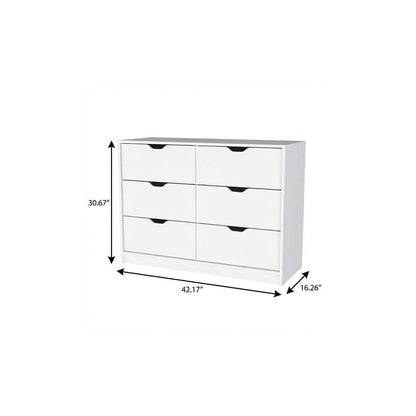 42" Black Wood Four Drawer Double Dresser
