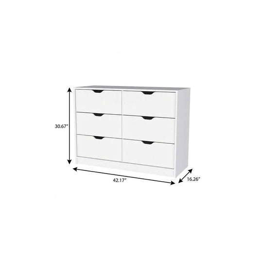 42" Black Wood Four Drawer Double Dresser