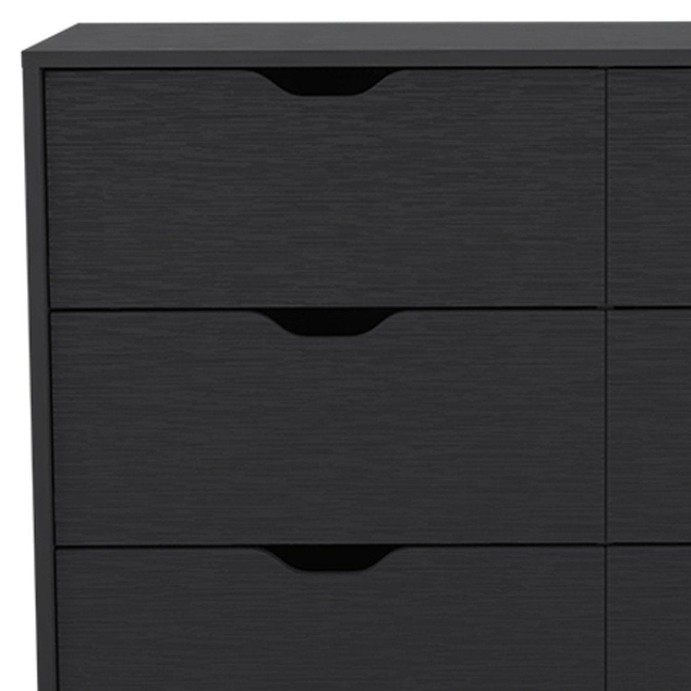 42" Black Wood Four Drawer Double Dresser — view 8