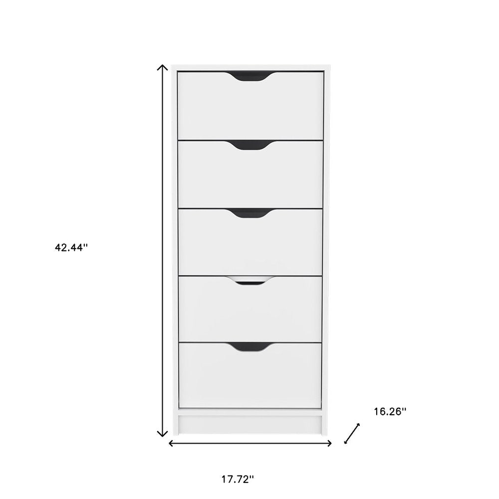 18" White Five Drawer Standard Chest HomeRoots