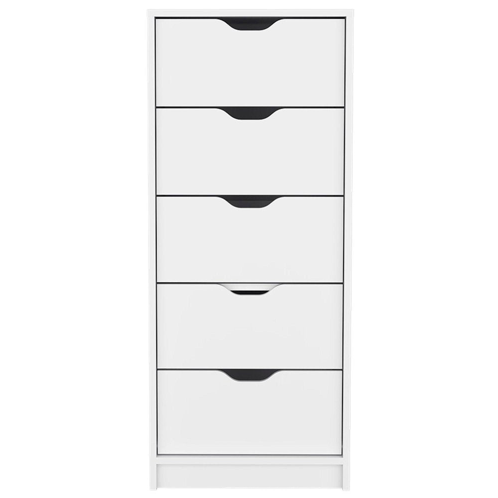 18" White Five Drawer Standard Chest HomeRoots