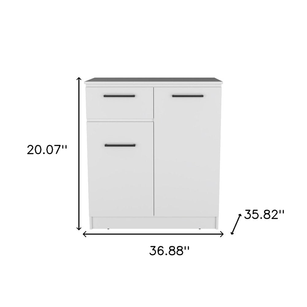37" White Wood Accent Cabinet With Two Doors And One Drawer HomeRoots