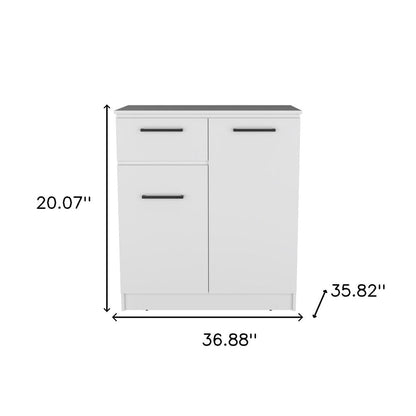 37" White Wood Accent Cabinet With Two Doors And One Drawer HomeRoots