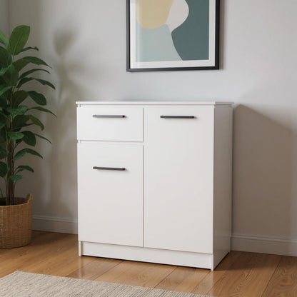 37" White Wood Accent Cabinet With Two Doors And One Drawer HomeRoots