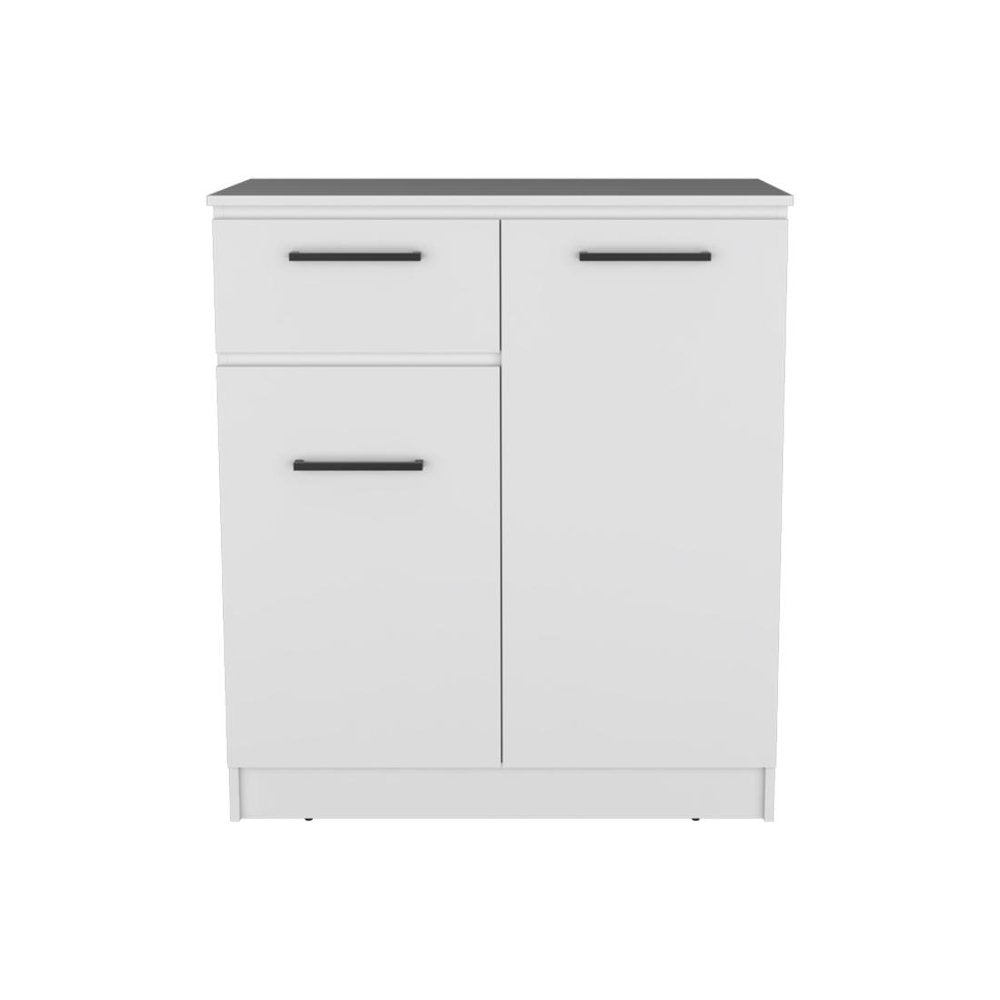37" White Wood Accent Cabinet With Two Doors And One Drawer HomeRoots