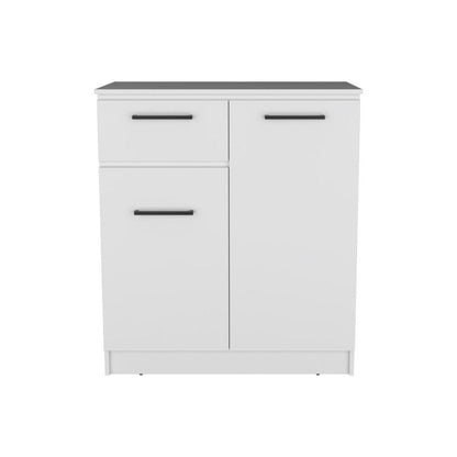 37" White Wood Accent Cabinet With Two Doors And One Drawer HomeRoots