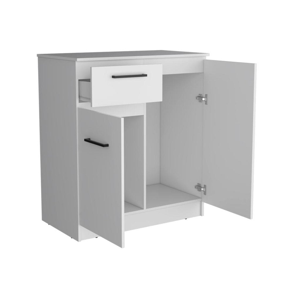 37" White Wood Accent Cabinet With Two Doors And One Drawer HomeRoots