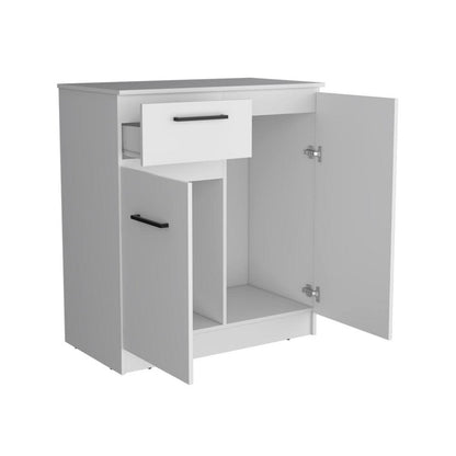 37" White Wood Accent Cabinet With Two Doors And One Drawer HomeRoots
