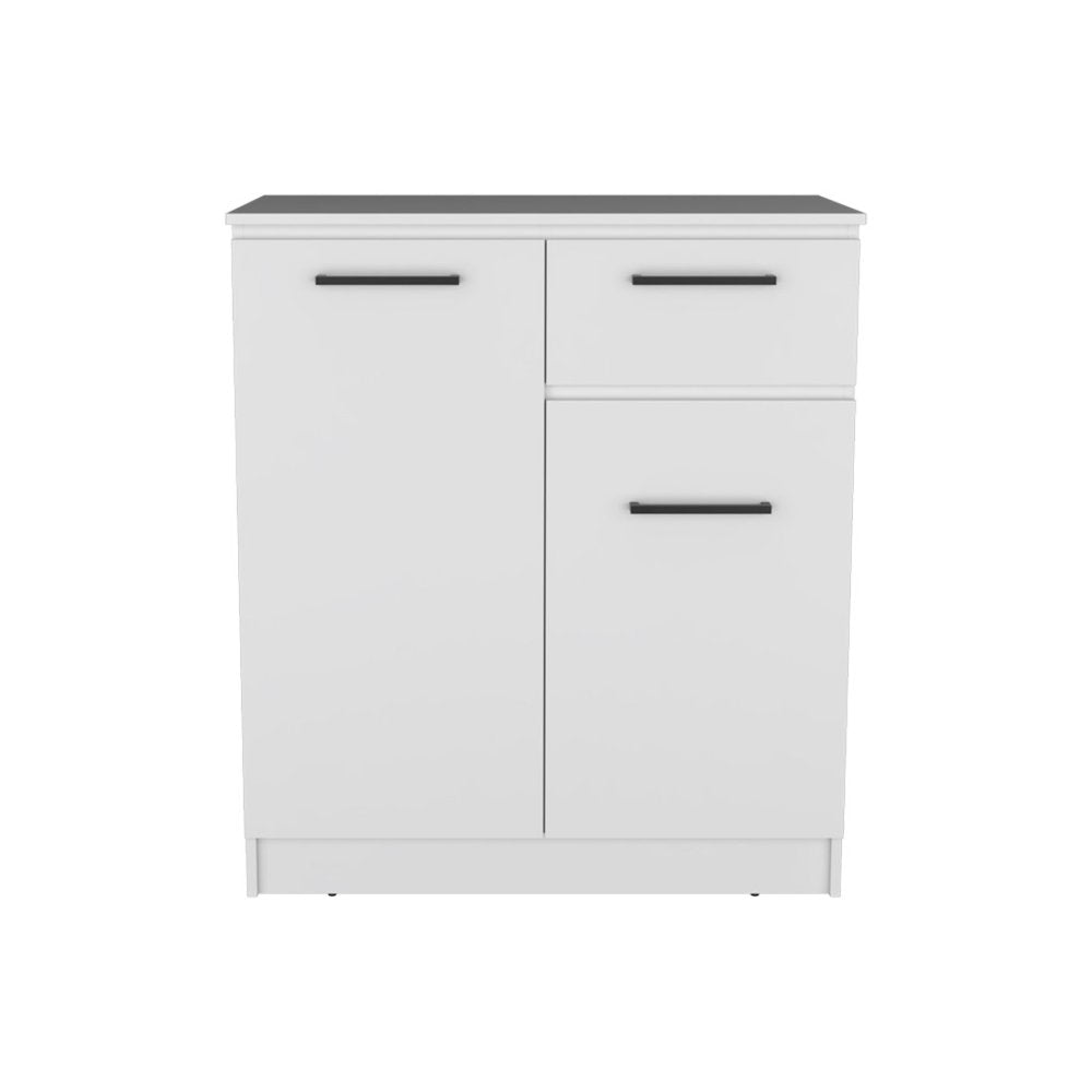 37" White Wood Accent Cabinet With Two Doors And One Drawer HomeRoots