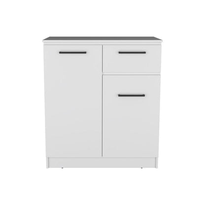 37" White Wood Accent Cabinet With Two Doors And One Drawer HomeRoots