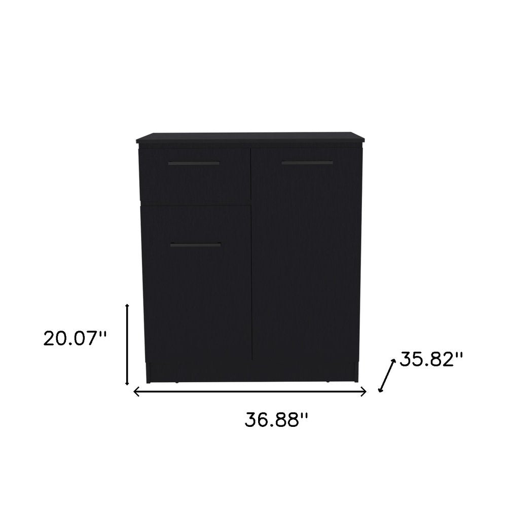 37" Black Wood Accent Cabinet With Two Doors And One Drawer HomeRoots
