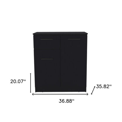 37" Black Wood Accent Cabinet With Two Doors And One Drawer HomeRoots