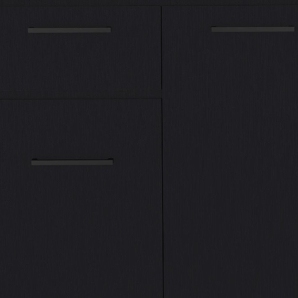 37" Black Wood Accent Cabinet With Two Doors And One Drawer HomeRoots