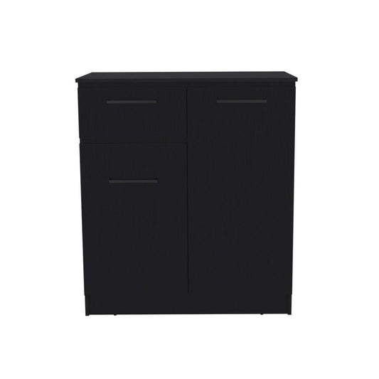 37" Black Wood Accent Cabinet With Two Doors And One Drawer HomeRoots