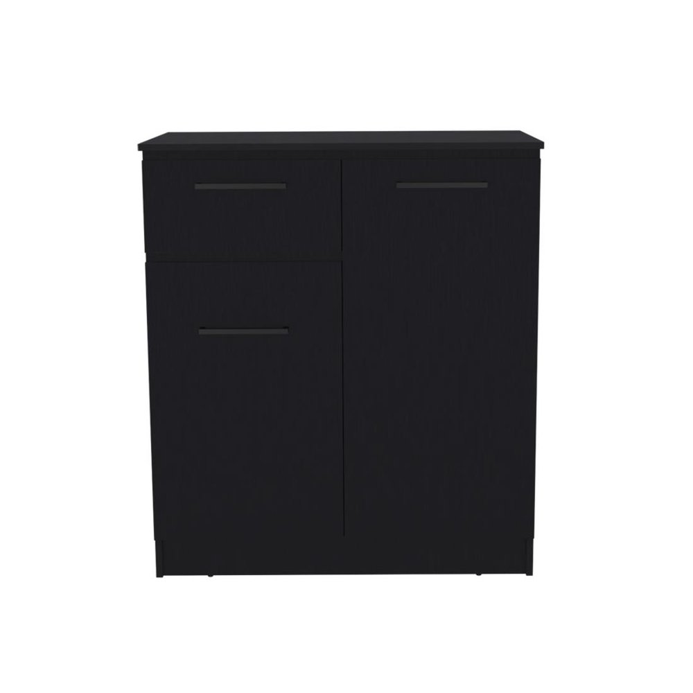 37" Black Wood Accent Cabinet With Two Doors And One Drawer HomeRoots