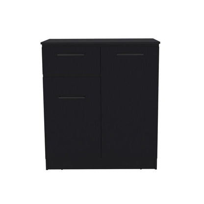 37" Black Wood Accent Cabinet With Two Doors And One Drawer HomeRoots
