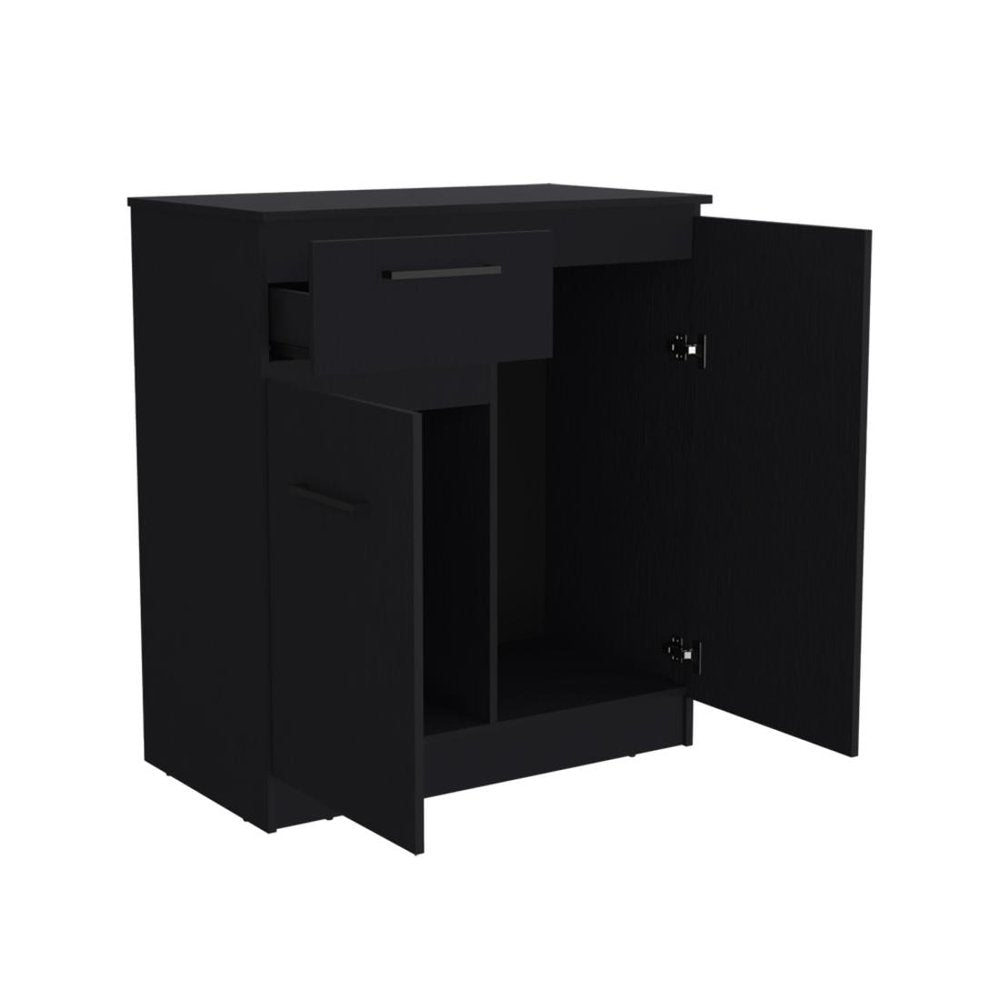 37" Black Wood Accent Cabinet With Two Doors And One Drawer HomeRoots