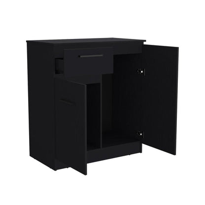 37" Black Wood Accent Cabinet With Two Doors And One Drawer HomeRoots