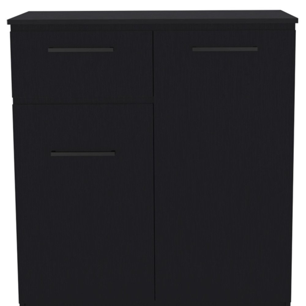 37" Black Wood Accent Cabinet With Two Doors And One Drawer HomeRoots