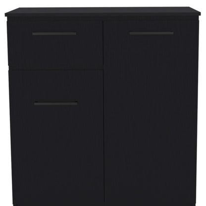 37" Black Wood Accent Cabinet With Two Doors And One Drawer HomeRoots