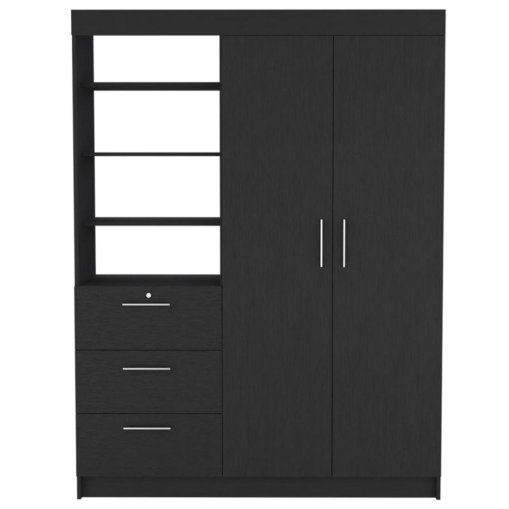 59" Black Wood Three Drawer Dresser HomeRoots