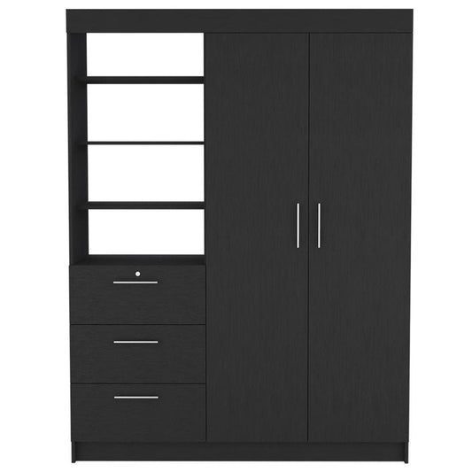 59" Black Wood Three Drawer Dresser HomeRoots