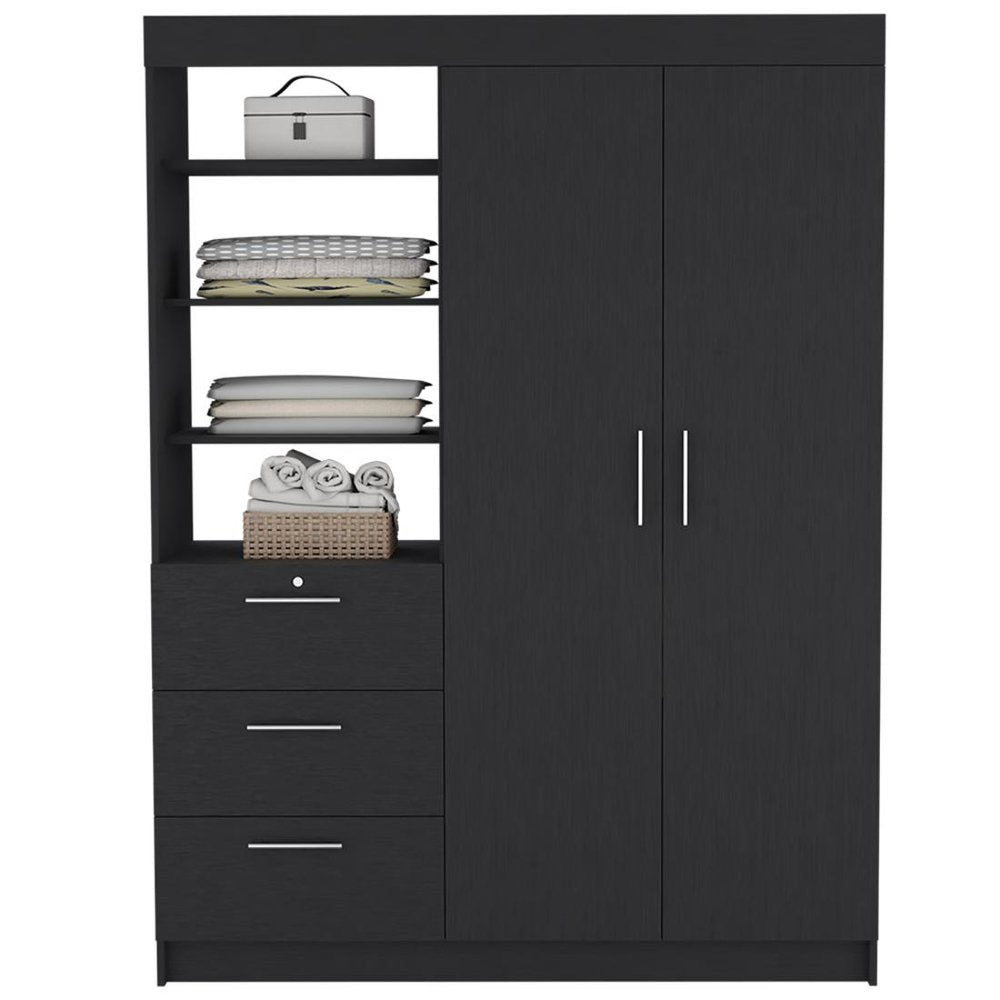 59" Black Wood Three Drawer Dresser HomeRoots