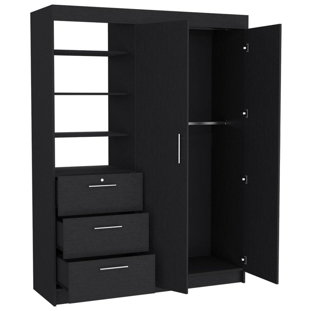 59" Black Wood Three Drawer Dresser HomeRoots