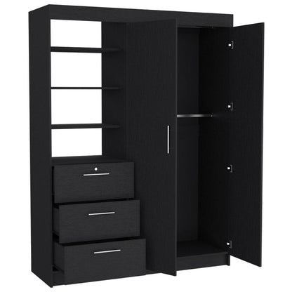 59" Black Wood Three Drawer Dresser HomeRoots