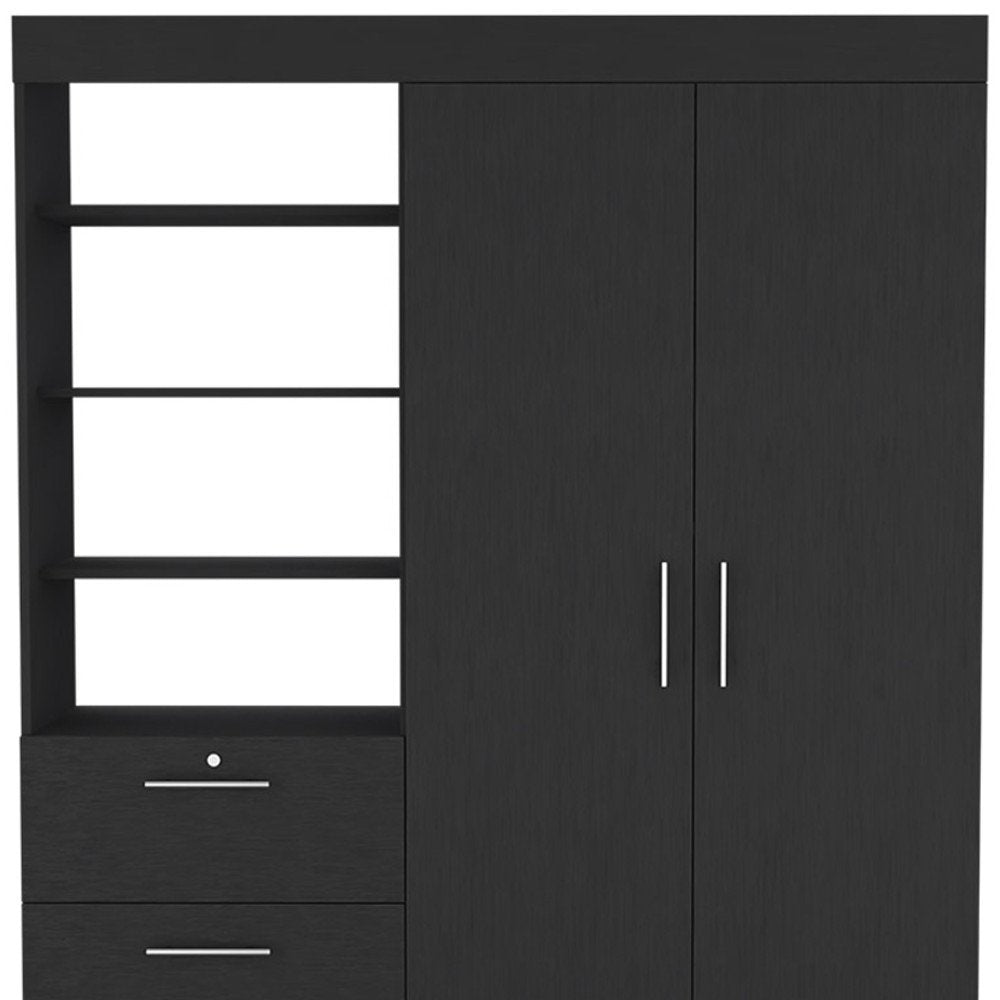 59" Black Wood Three Drawer Dresser HomeRoots
