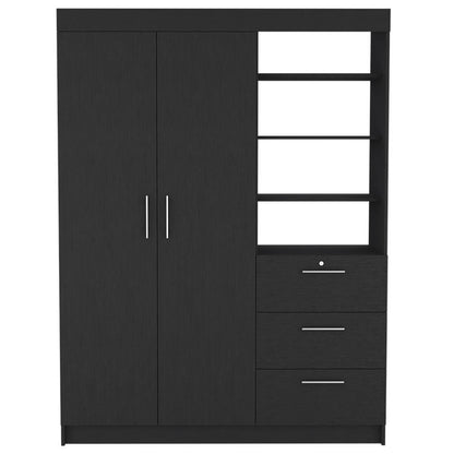 59" Black Wood Three Drawer Dresser HomeRoots